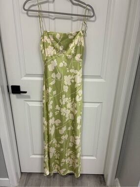 Abercrombie & Fitch Green and Cream Floral Slip Dress